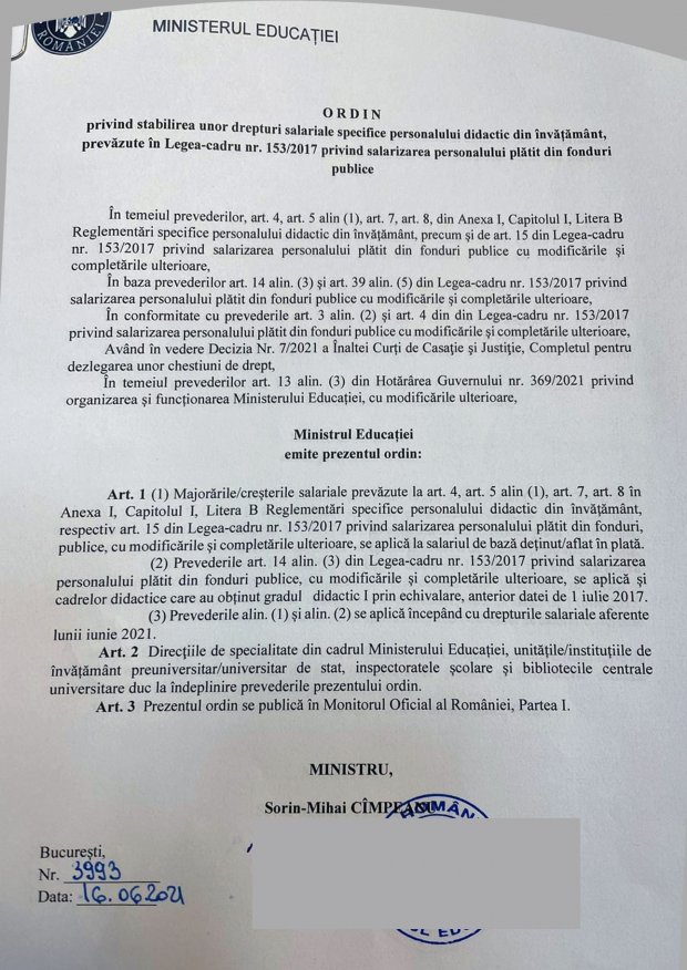 cresteri de venit pentru profesori din aceasta luna ordinul semnat de ministrul sorin cimpeanu 711901